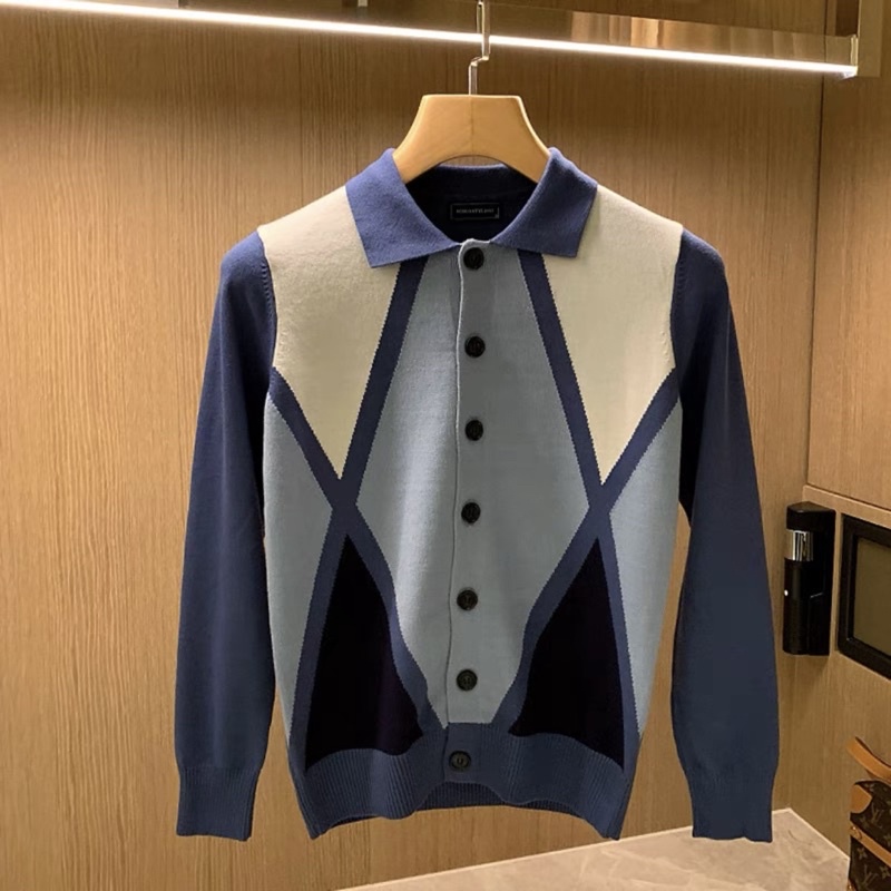 Áo len cho nam giới chất liệu dệt kim thời trang Âu Mỹ, áo len nam POLO thời trang cá tính