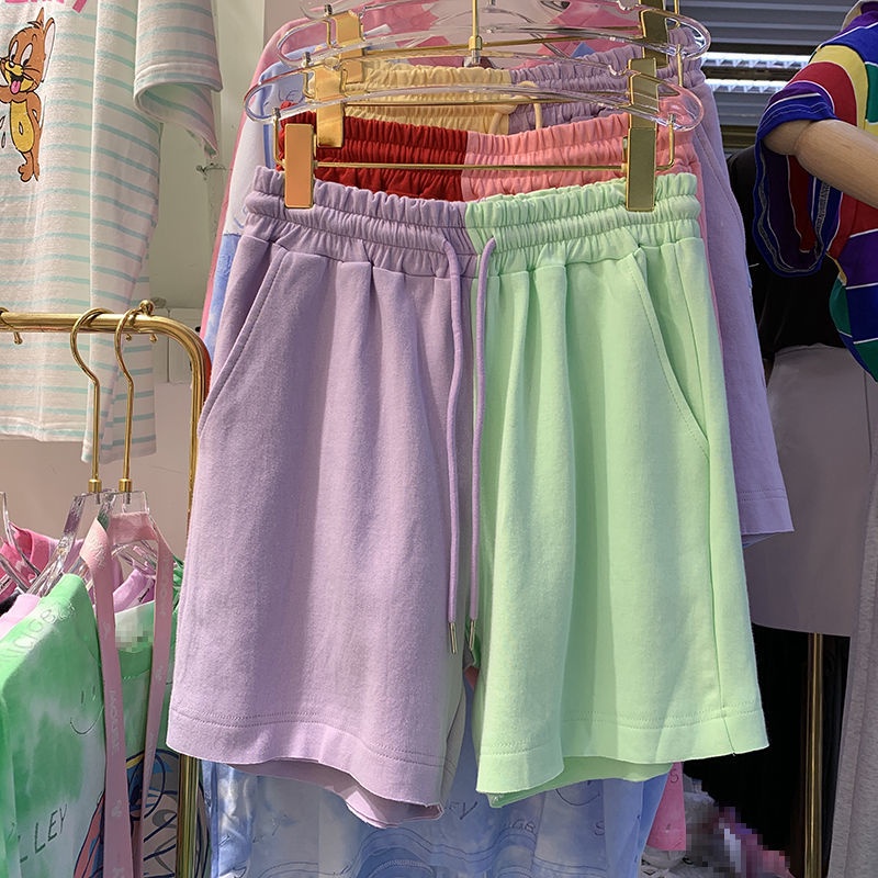 Quần Short Thể Thao Ống Rộng Màu Sắc Tương Phản Thời Trang Cho Nữ