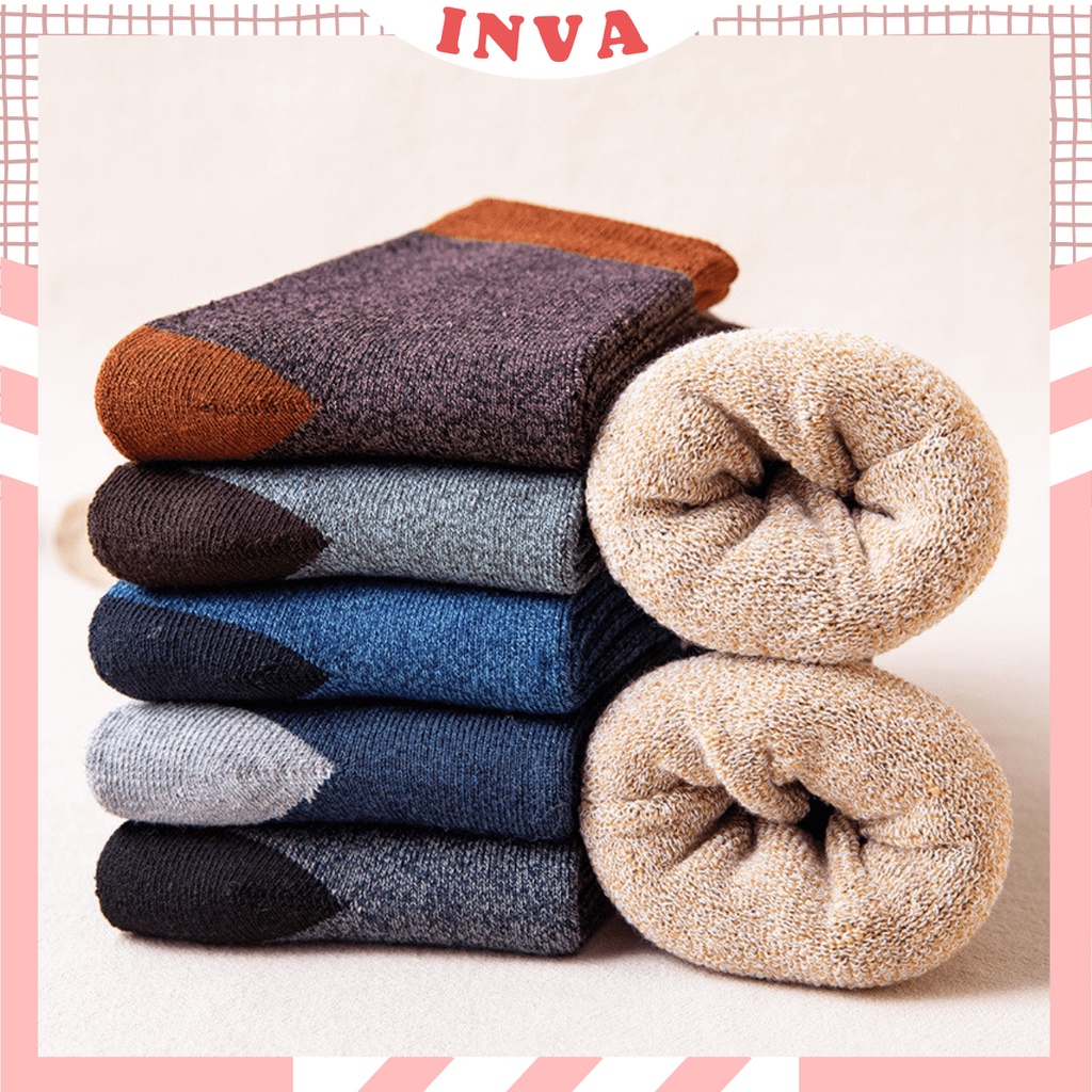 Tất vớ nam cổ cao Hàn Quốc cao cấp vintage vải dày dặn mềm mịn khuáng khuẩn INVA STORE T536