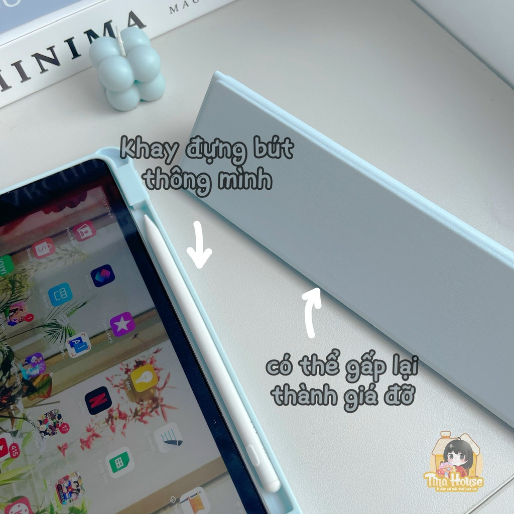 Bao Da Máy Tính Bảng Da PU Chống Bẩn Thiết Kế Nam Châm Tháo Rời Dễ Dàng Kèm Khe Đặt Bút Tiện Lợi