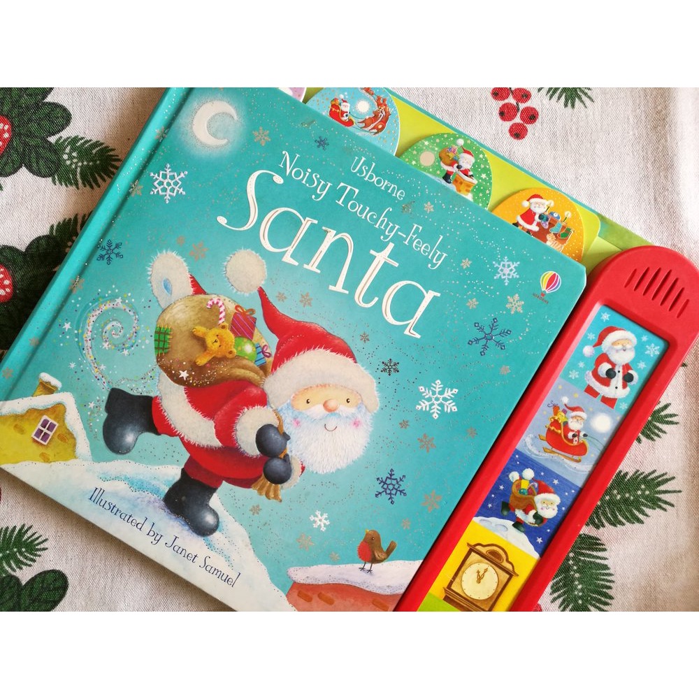 Sách âm thanh Usborne - Noisy Touchy-feely Santa - Tiếng động mùa giáng sinh, ông già noel cho bé 3 tuổi