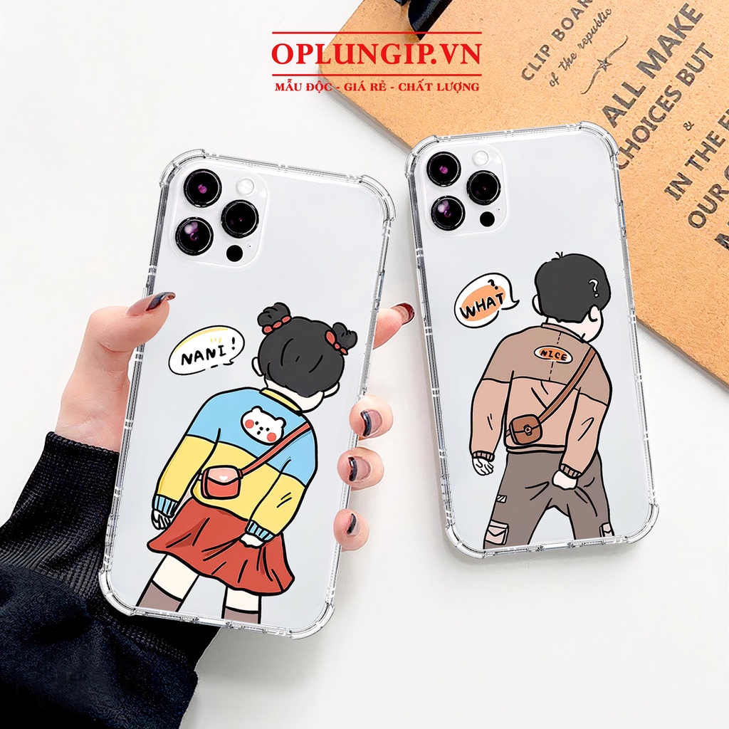 Ốp lưng iphone trong suốt cạnh vuông đôi Nani what cho iphone 14 13 pro max 11 12 pro max mini x xr xs max 6 s 7 8 plus