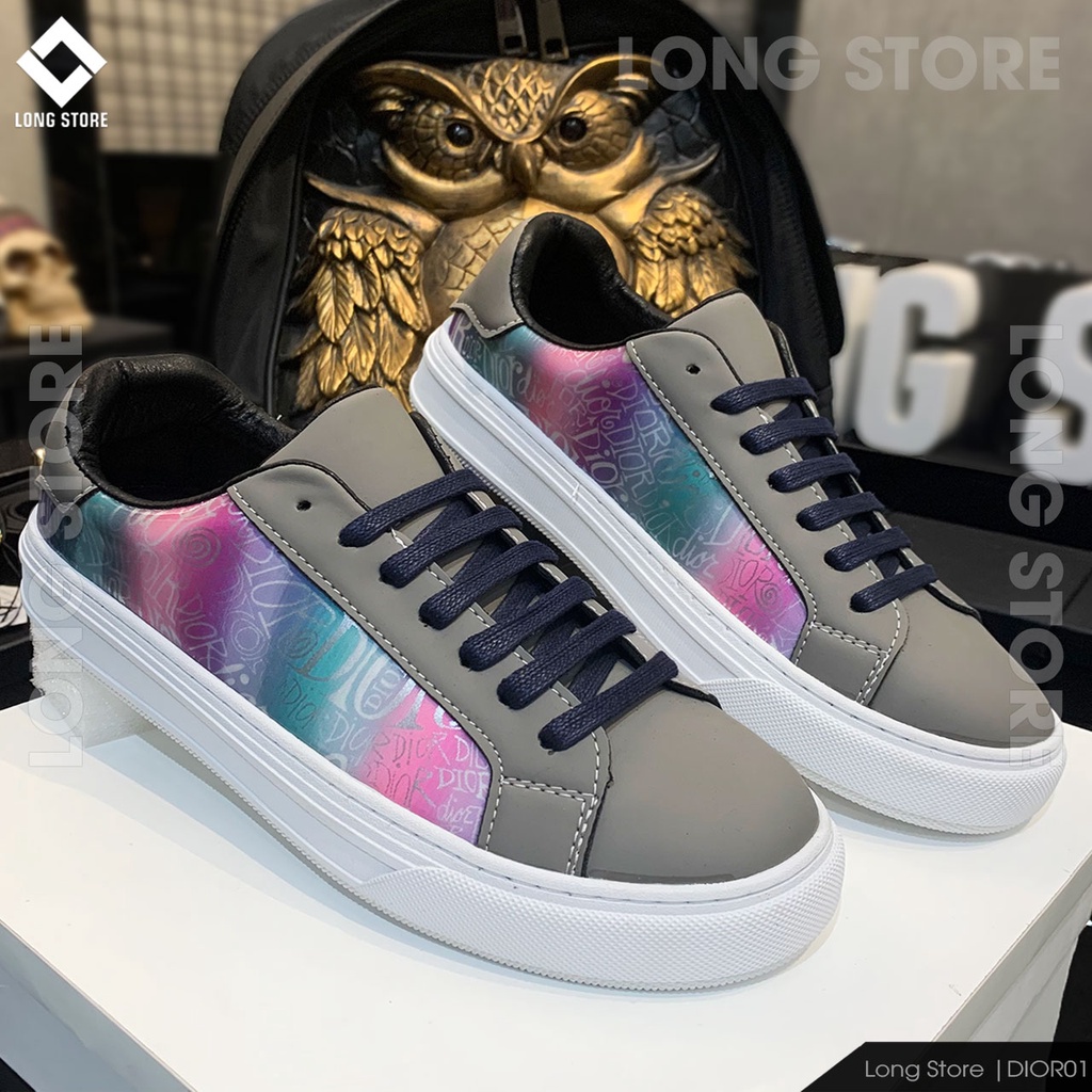 Giày thể thao nam đẹp họa tiết 7 màu sneaker đế cao chất da cao cấp tăng chiều cao 3cm LONGSTORE DIOR01