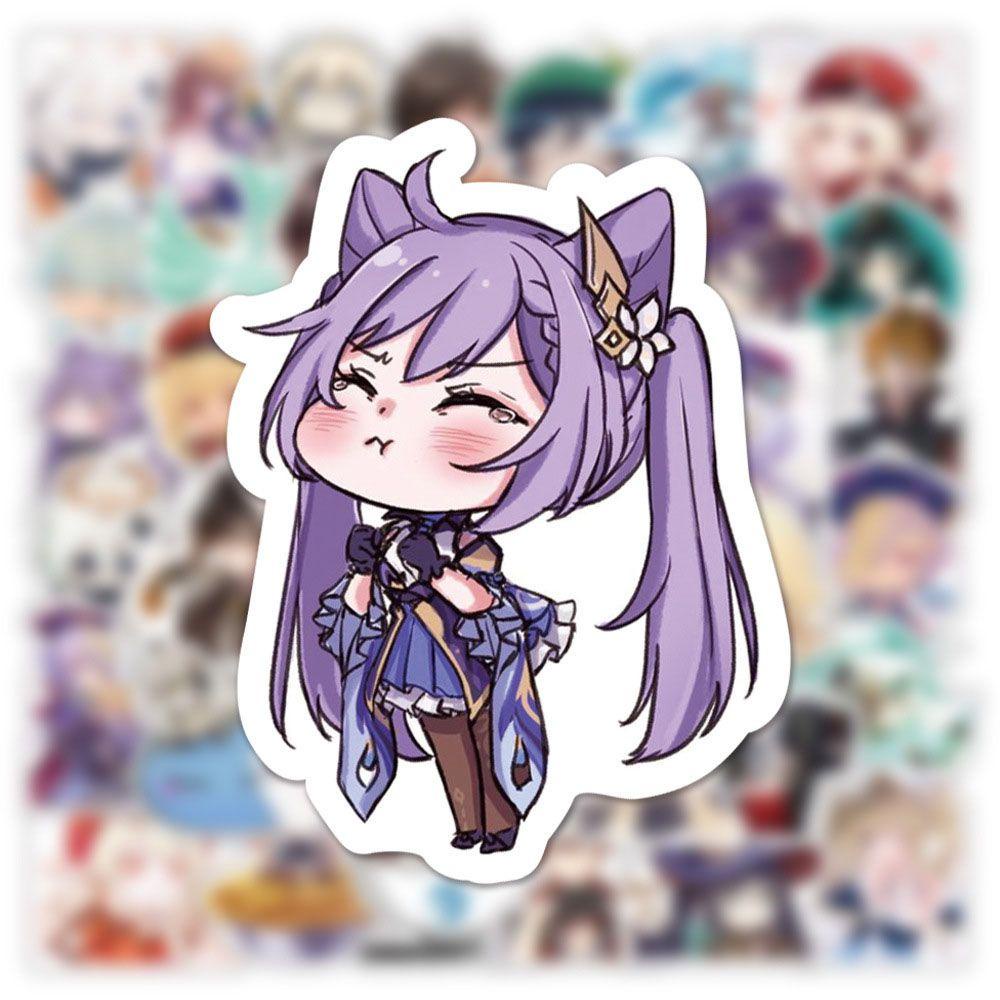 Lanfy Genshin Set 50 Miếng Dán Chống Thấm Nước Hình Hoạt Hình Anime Cho Laptop Xe Máy/Trường Học/Văn Phòng