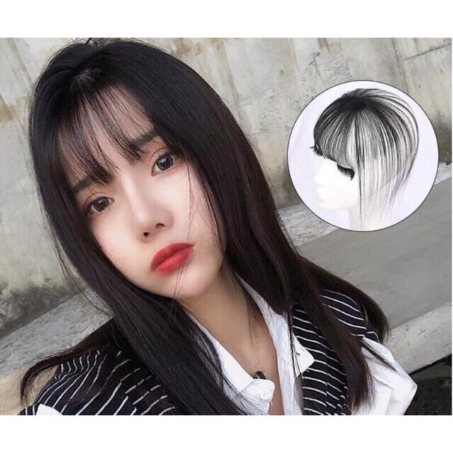 Tóc giả nữ mái ❤️FREESHIP❤️ Tóc giả mái thật 3D TÓC THẬT 100%