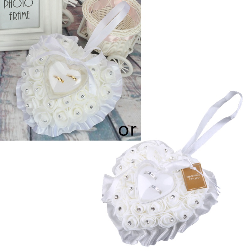 San * Hộp Đựng Nhẫn Cưới Hình Trái Tim Bằng Da Phối Nhung Đẹp Mắt Cao Cấp