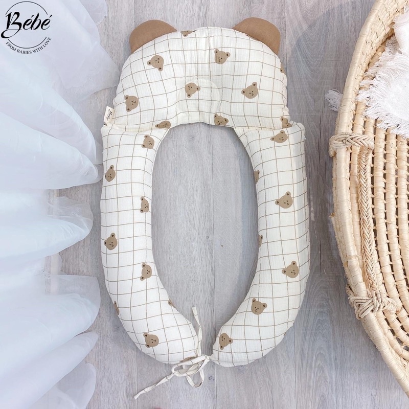 vải xô muslin 2 lớp cao cấp loại 1 mềm mịn con gấu nền kẻ hot hit may quần áo,khăn mặt,khăn tắm cho bé