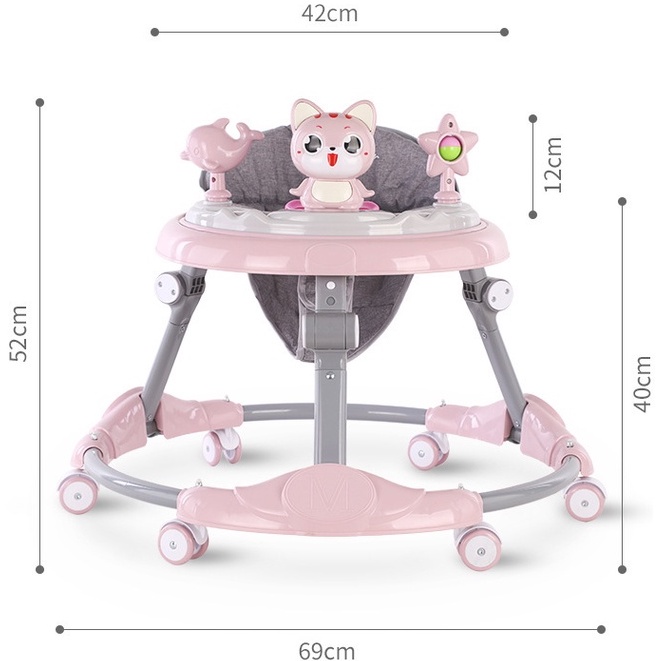 Xe tập đi- Xe tập đi em bé 2 in 1 có bàn ăn dặm có tay đẩy và đèn nhạc.