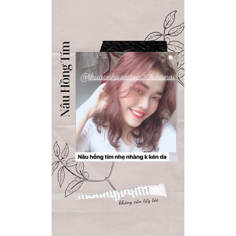 (Ko Tẩy)Thuốc nhuộm nâu hồng tím trợ dưỡng găng tay thuocnhuomtoc60k.hanoi