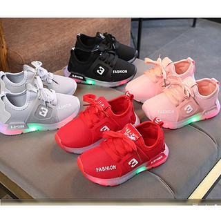 Mùa thu 2019 trẻ em mới Đèn LED giày bé trai và bé gái dạ quang giày thể thao fashion 3 chống trượt v2 [Mã 44]