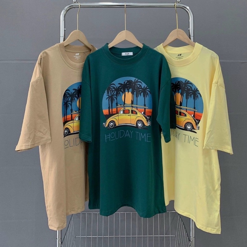 ÁO THUN TAY LỠ COTTON HOLIDAY TIME FORM UNISEX NAM NỮ (kèm ảnh thật)