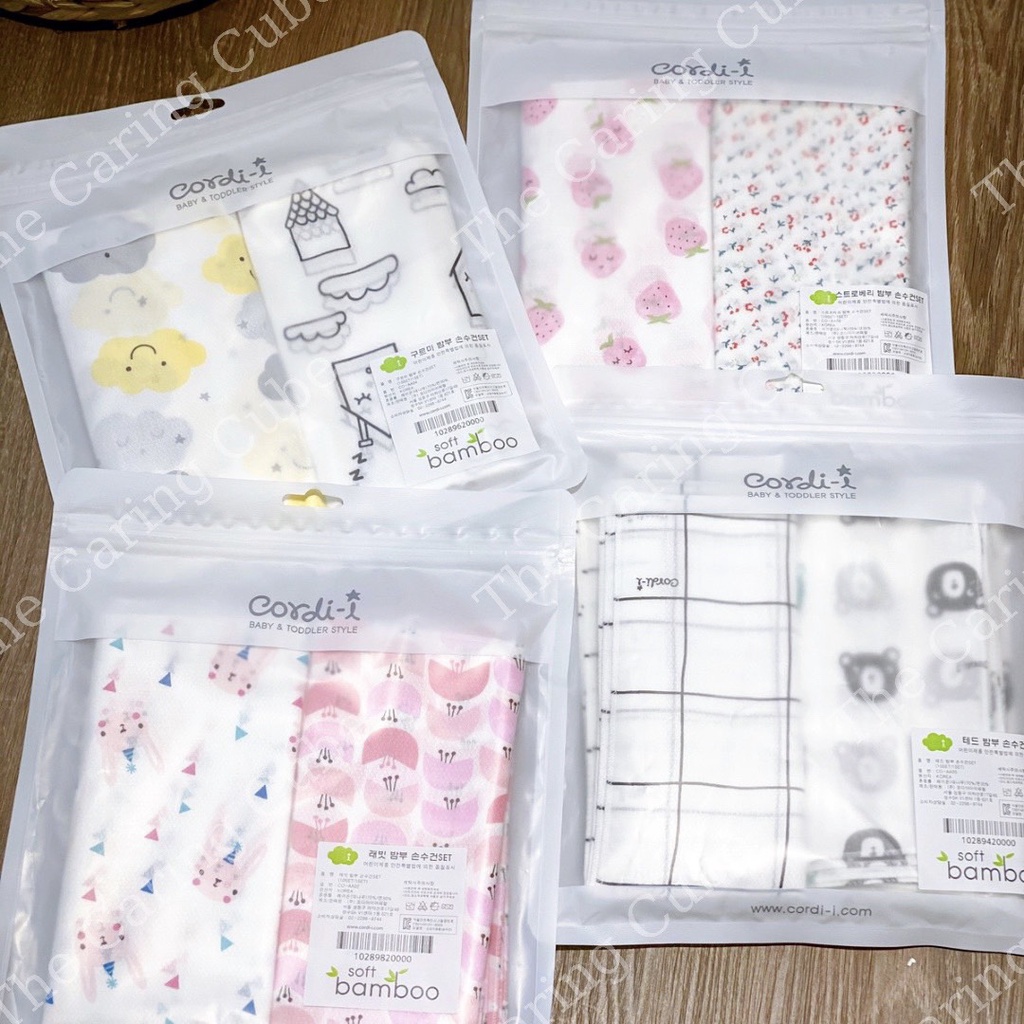 Set 10 khăn sữa Cordi sợi tre cao cấp Hàn Quốc cho bé