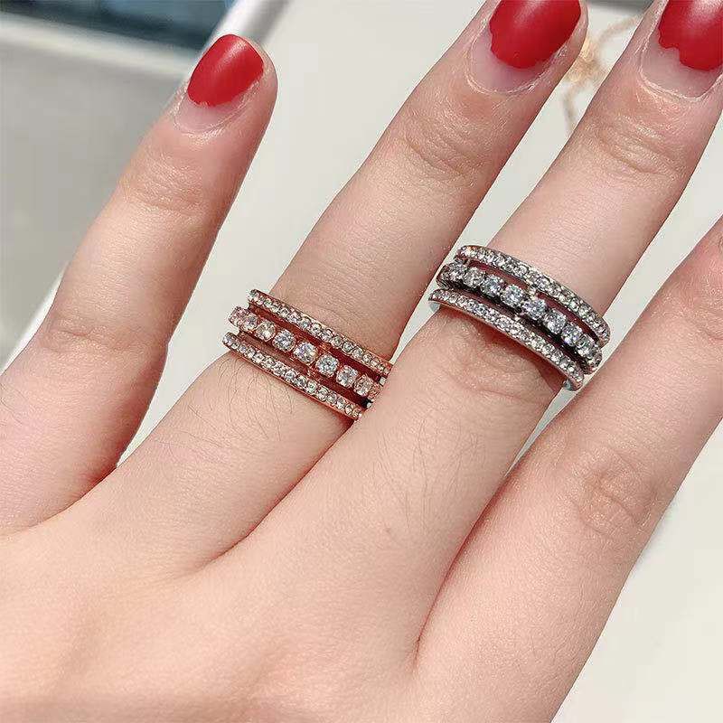 fashion simple rose gold three-ring female ring