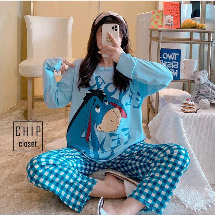 Đồ Bộ Thun Tay Dài Quảng Châu - Pijama Quần Dài - Đồ Mặc Ở Nhà Họa Tiết Hoạt Hình Dễ Thương TQ002 | BigBuy360 - bigbuy360.vn