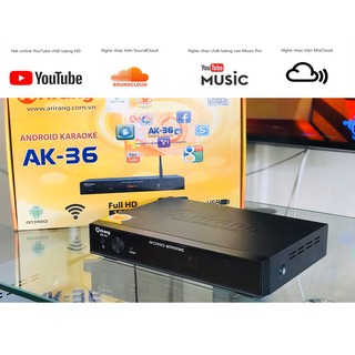 Đầu Karaoke Android Arirang AK36 phiên bản 2020 kèm App hát KARAOKE ONLINE Youtube Nhớ bài
