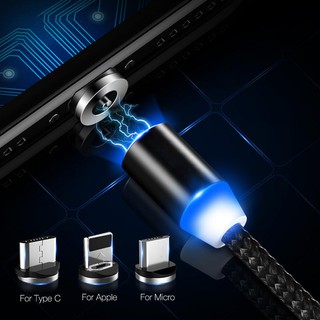 Cáp sạc usb nam châm đầu type c ,micro và iphone 360 độ dây dù siêu bền
