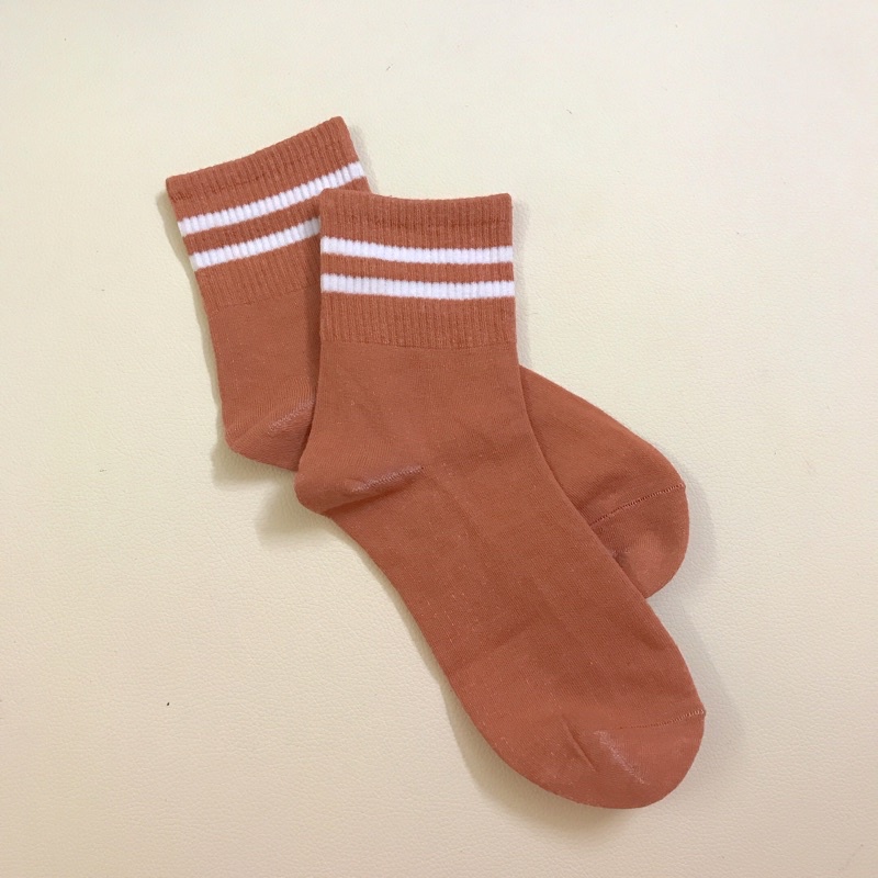 Tất thể thao unisex cổ cao họa tiết hai sọc dành cho nam nữ