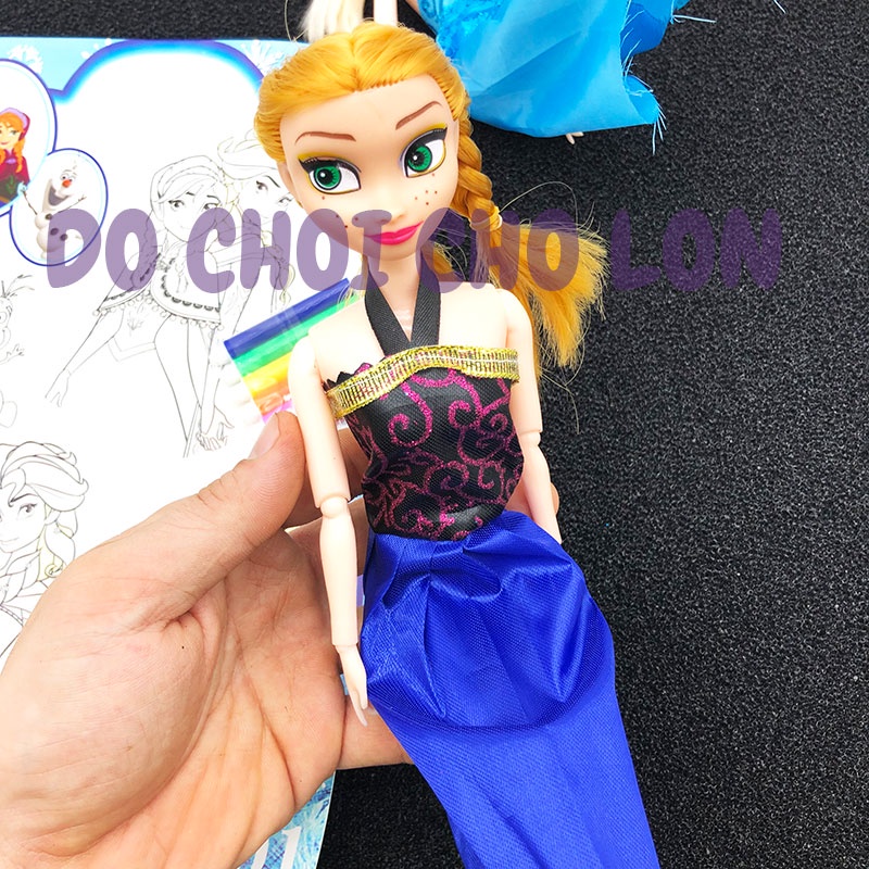 Bộ đồ chơi búp bê công chúa Elsa và Anna có khớp & BÚT LÔNG