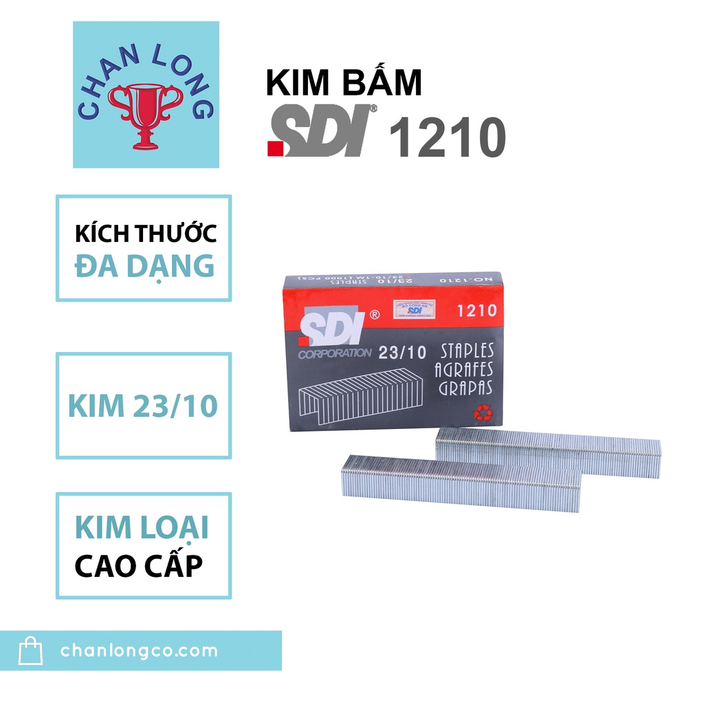 Kim bấm giấy lớn, Ghim bấm chính hãng SDI 1210 -23/10 (30-70 tờ),1000pcs cho máy bấm kim lớn,dập ghim đại,thép không rỉ