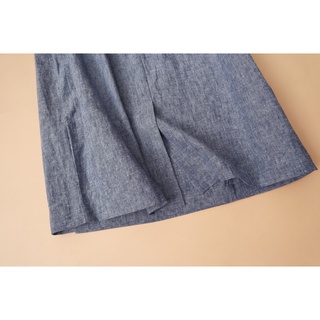 Đầm sát nách Linen KACHISA phối nút màu jean