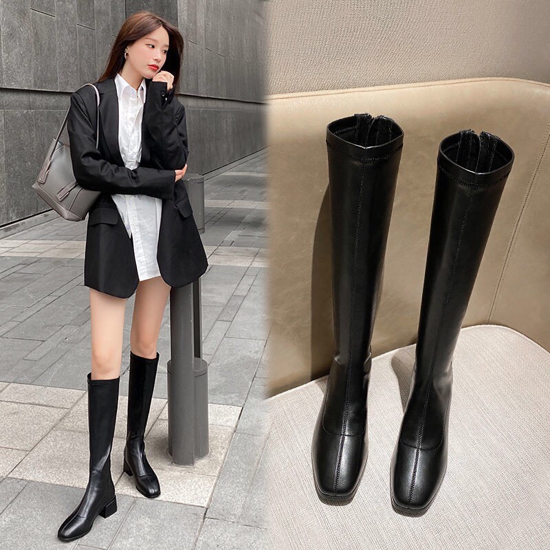 [SẴN] Boots đùi da PU mềm ôm bắp chân đế 3cm B002 | WebRaoVat - webraovat.net.vn