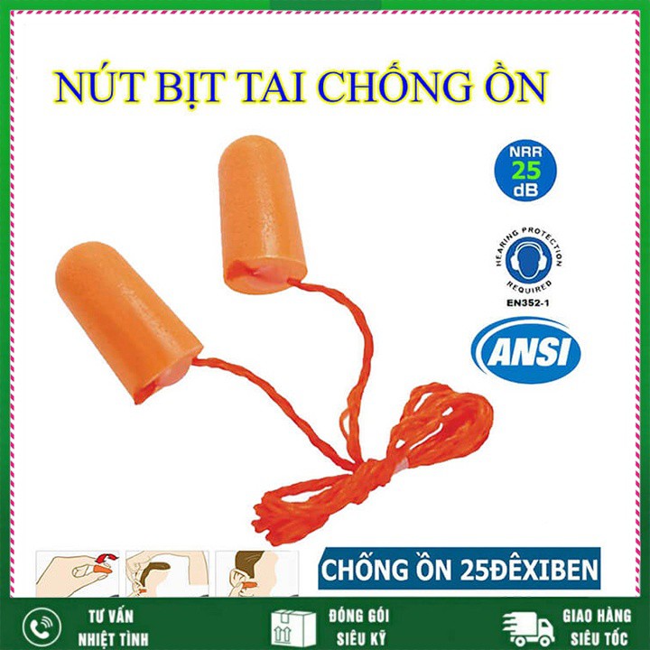 Nút bịt tai chống ồn, miếng nhét tai bảo vệ tai 1110 có dây đeo tiện lợi