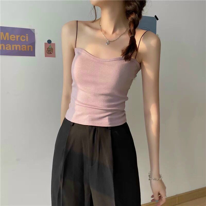 Áo Bra 2 Dây Sợi Bún Siêu Mảnh Có Đệm Ngực Ulzzang Phong Cách Hàn Quốc - Áo Bra 2 Dây Nhiễn