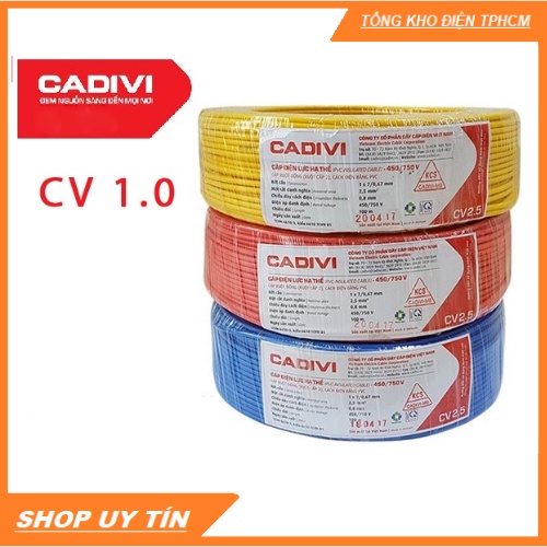 [CADIVI] Dây Điện Đơn CDV1.0 - Cuộn 100m  nhựa PVC cao cấp