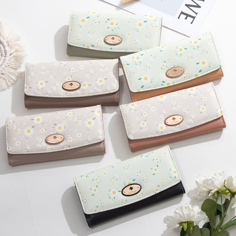 Ví Dài Đựng Thẻ/Tiền Xu Hoạ Tiết Hoa Dễ Thương Xinh Xắn Cho Nữ