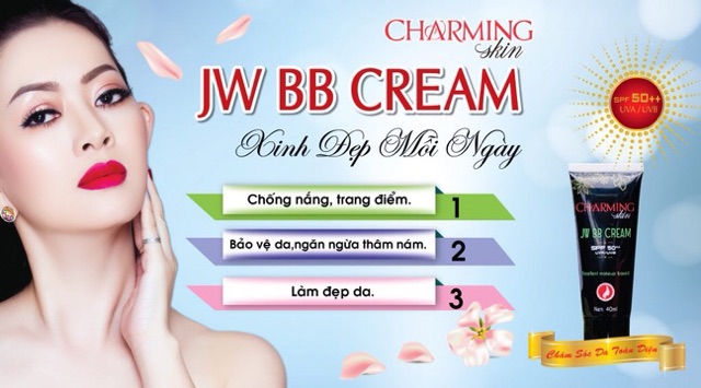 KEM CHỐNG NẮNG PHỔ RỘNG JW BB CREAM CHỐNG NẮNG- DƯỠNG DA- TRANG ĐIỂM CAO CẤP CHARMING SKIN