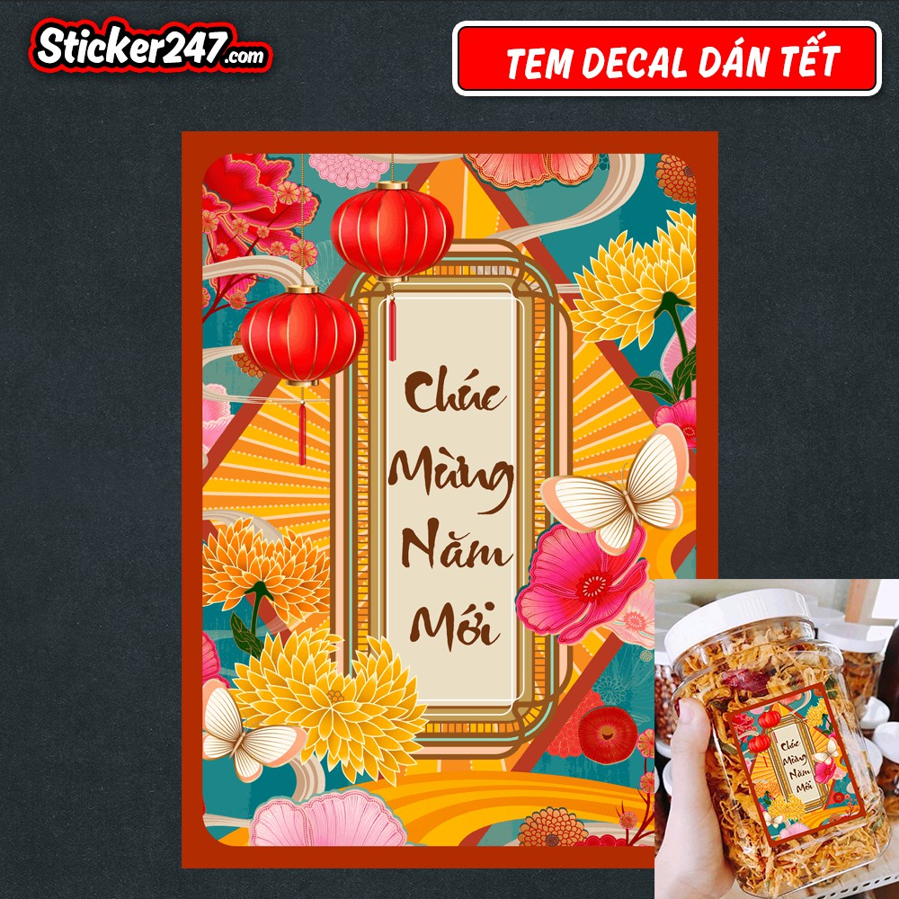 Tem Tết Decal Dán Tết Mẫu Hoa Văn Phong Cách Vintage Cổ Điển Độc Đáo Bắt Mắt 𝑭𝒓𝒆𝒆𝒔𝒉𝒊𝒑 Decal chống nước, cắt sẵn