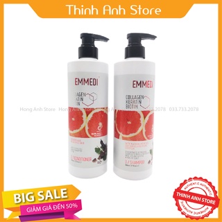 Bộ dầu gội xả emmedi collagen keratin biotin siêu thơm siêu mềm mượt 800ml