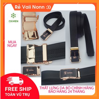 Thắt Lưng Da Nam Hàng Hiệu QKMEM Khóa Tự Động Cao Cấp Dây Nịt Nam Da Bò 100% Mạ Vàng Bạc Gu Nam Tính Chính Hãng CK
