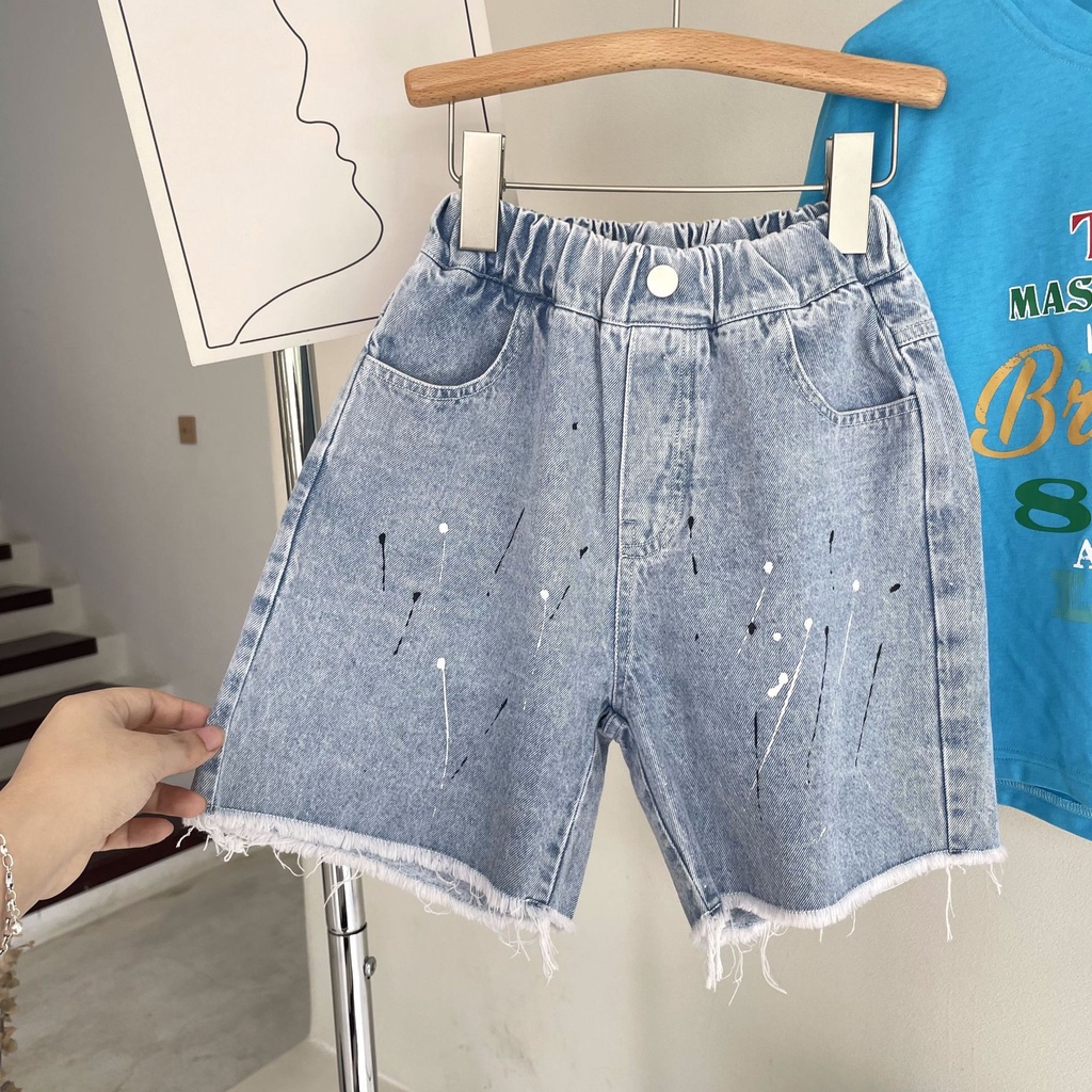 Quần short jean vẩy sơn cho bé trai bé gái mùa hè mới phong cách B70-21165