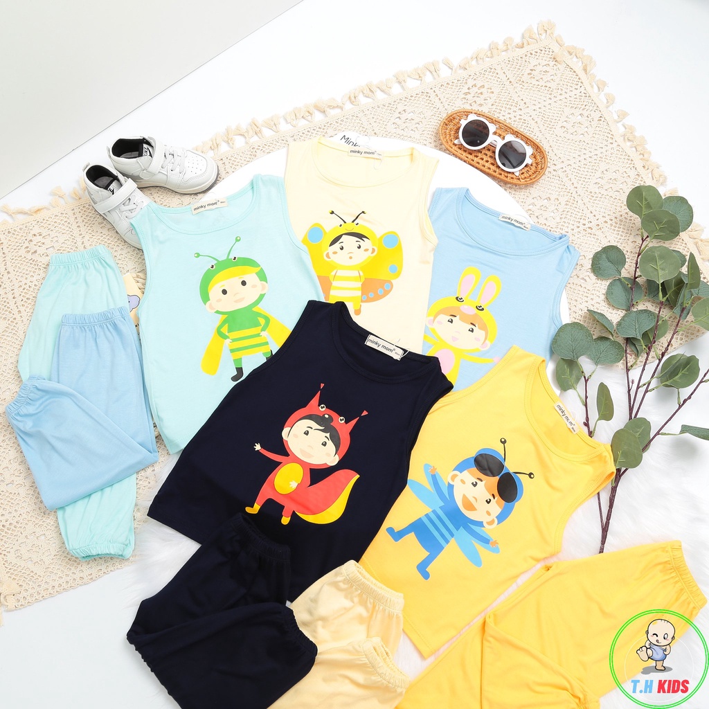[Bé 7-27kg]Bộ sát nách quần alibaba thun lạnh Minky Mom cho bé trai bé gái từ 10-27kg - HÀNG CHUẨN