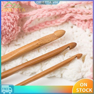 orietta♛12-Size Bamboo Handle Crochet Hook Knit Weave Yarn Craft Knitting Needle