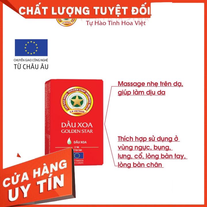 [Chính hãng] Dầu Xoa Golden Star Dầu Gió Giảm Cúm Nhức Đầu Sổ Mũi - Thương Hiệu Cao Sao Vàng Golden Star Tinh Hoa Việt