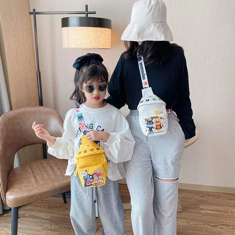 Túi Vải Canvas Đeo Chéo Họa Tiết Hoạt Hình Thời Trang Cho Bé Phong Cách Hàn Quốc