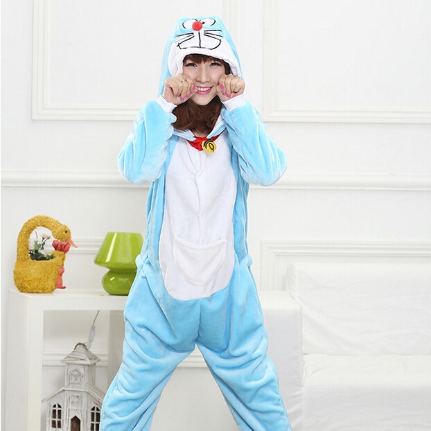 Bộ Đồ Ngủ Liền Thân Hóa Trang Nhân Vật Anime Doraemon Bằng Vải Flannel Dành Cho Người Lớn
