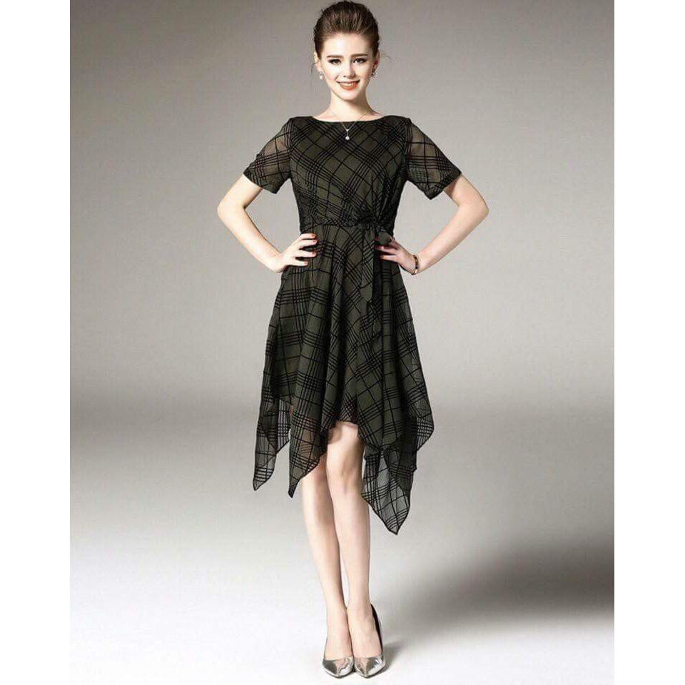 ĐẦM XÒE SỌC LAI CÁCH ĐIỆU có size lớn XXL hàng nhập khẩu