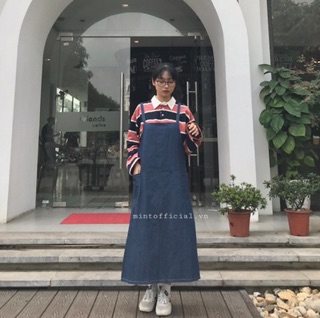 Set áo kẻ yếm jeans
