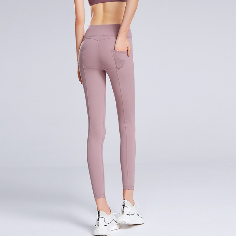 Quần Legging Thể Thao Dáng Ôm Co Giãn Khô Nhanh Màu Nude Thời Trang Thu Đông Cho Nữ