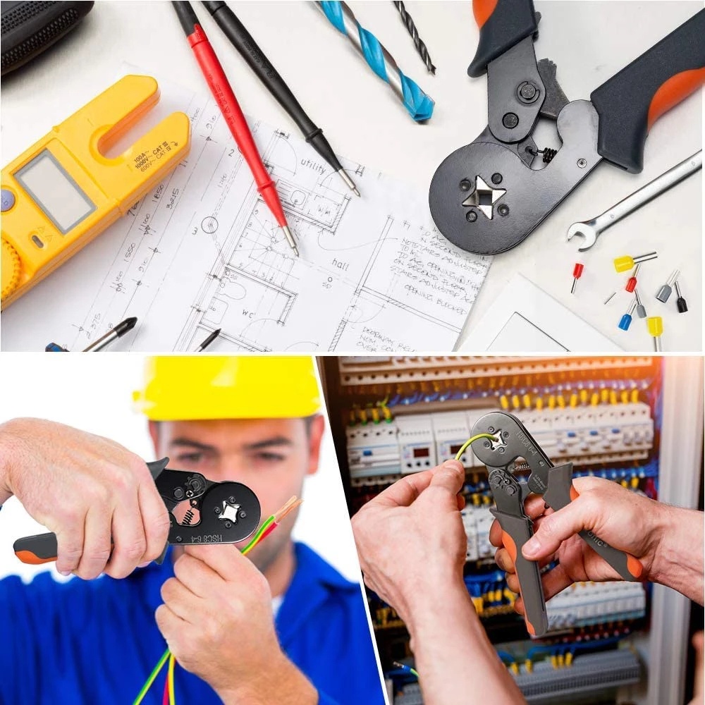 Set kìm uốn dây điện và đầu nối WOZOBUY HSC8 6-4A 0.25-10mm 2 23-7AWG/ 0.08-10mm 2 28-7AWG chuyên dụng độ chính xác cao