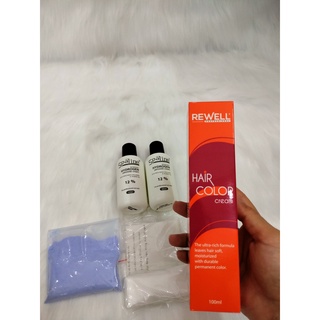 Combo màu nhuộm Rewell+2 oxy 100ml +bao tay+bột tẩy và hướng dẫn sử dụng