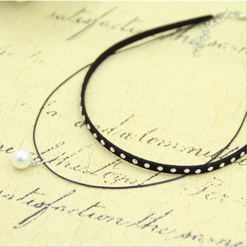 Vòng cổ nữ choker nỉ nhung chấm bi xinh xắn
