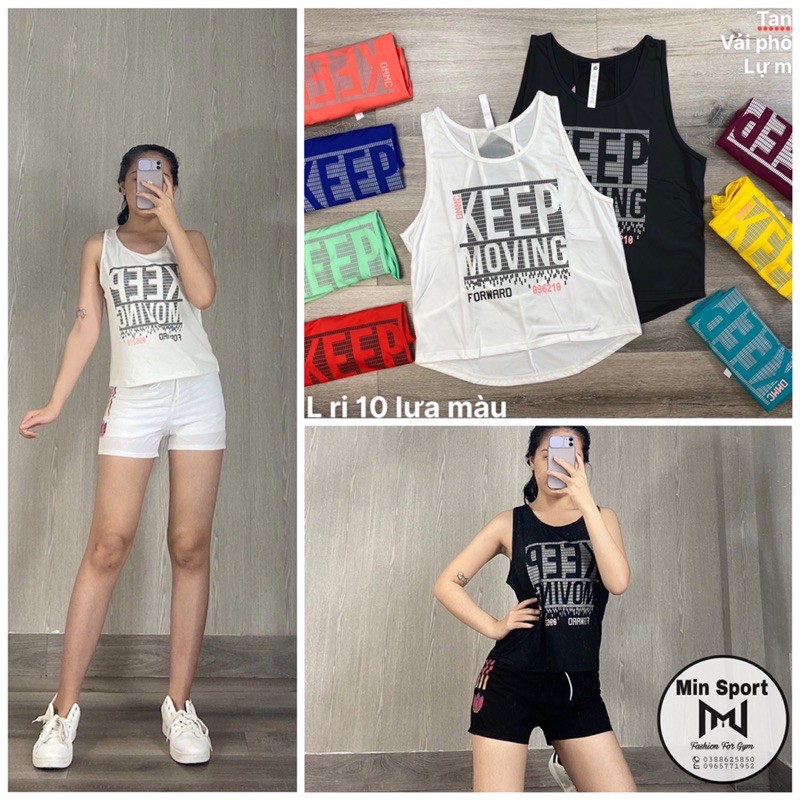 ÁO TANKTOP TẬP GYM NỮ KEEP - Tanktop vải thun phối lưới lưng siêu đẹp