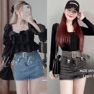 CHÂN VÁY JEANS KÈM BELT (KÈM VIDEO HÌNH THẬT)