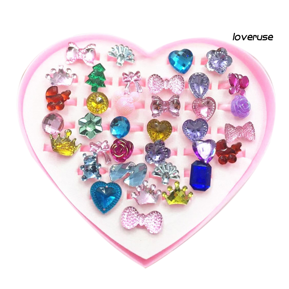 Set 36 nhẫn nhựa hình bông hoa cho bé gái