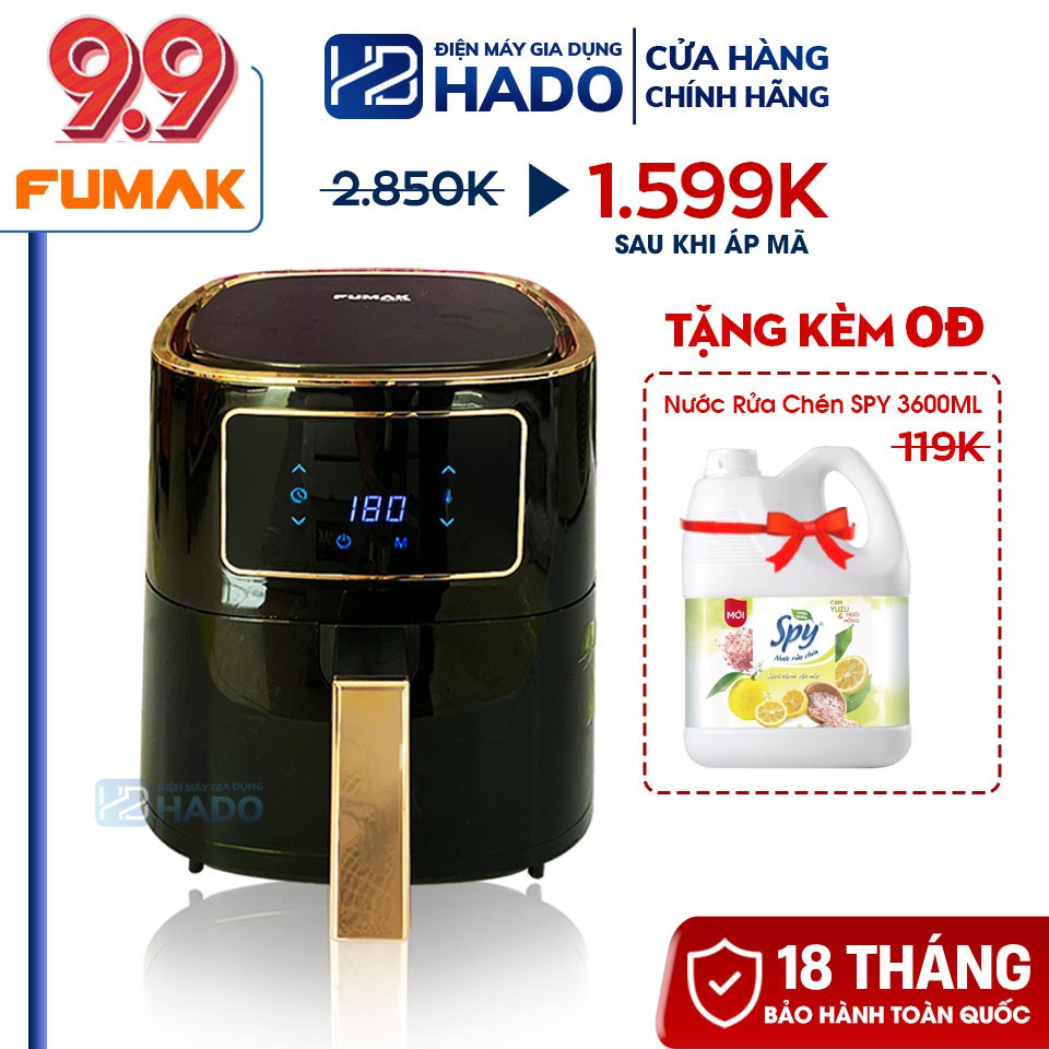 Nồi Chiên Nướng Không Dầu Điện Tử FUMAK 7.5L FM-1875 - Chống Dính Hiệu Quả 5 Lớp - Hàng Chính Hãng (Bảo Hành 18 Tháng)