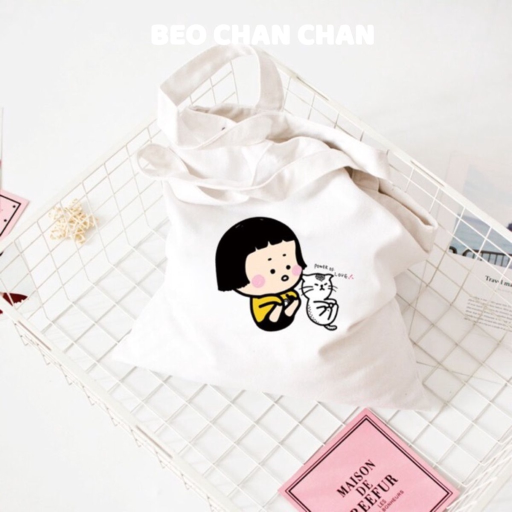 TÚI TOTE VẢI ULZZANG TÚI TOTE MARUKO CHAN VÀ MÈO